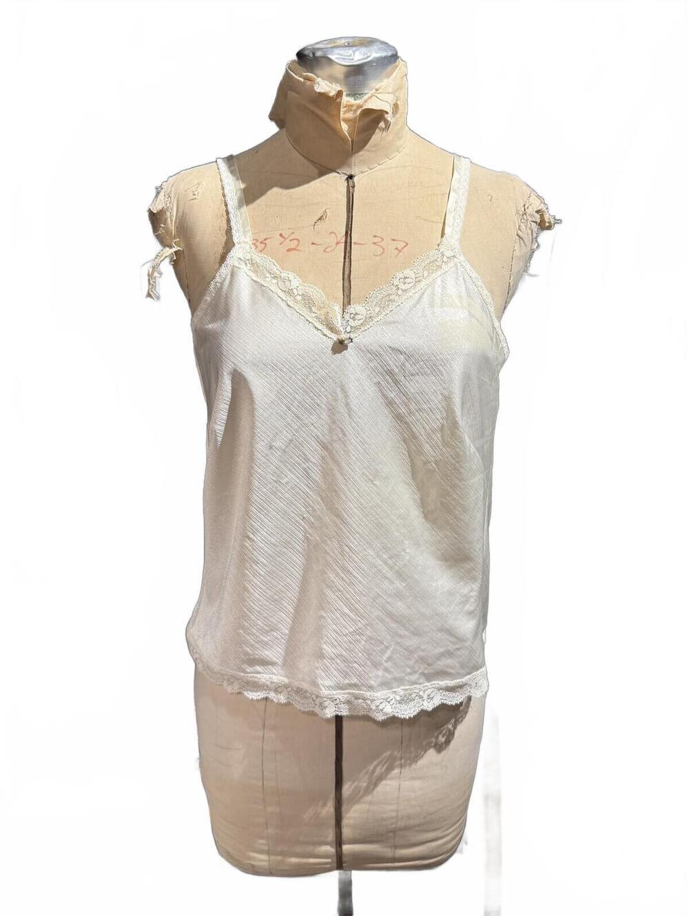 Sears Vintage Cream Lace Trim Cami Top
